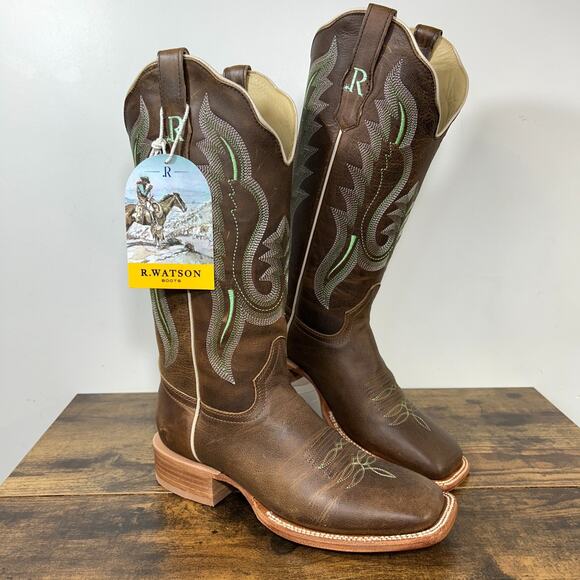 R. Watson Womens 8.5 M Boot Arizona Tan Square Toe RWL8301-2 - Picture 1 of 16